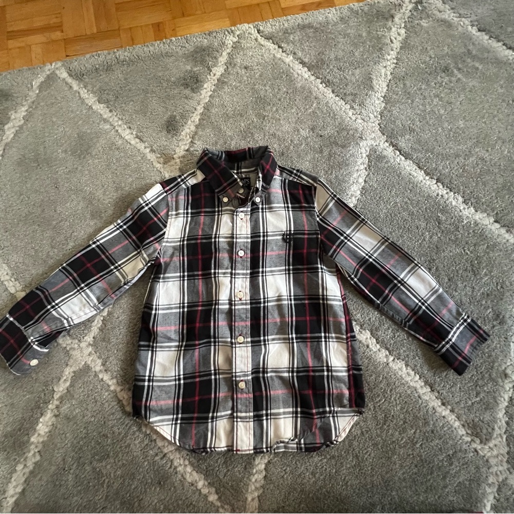 Chaps Kids Plaid Button Down Shirt - Black, White, Red